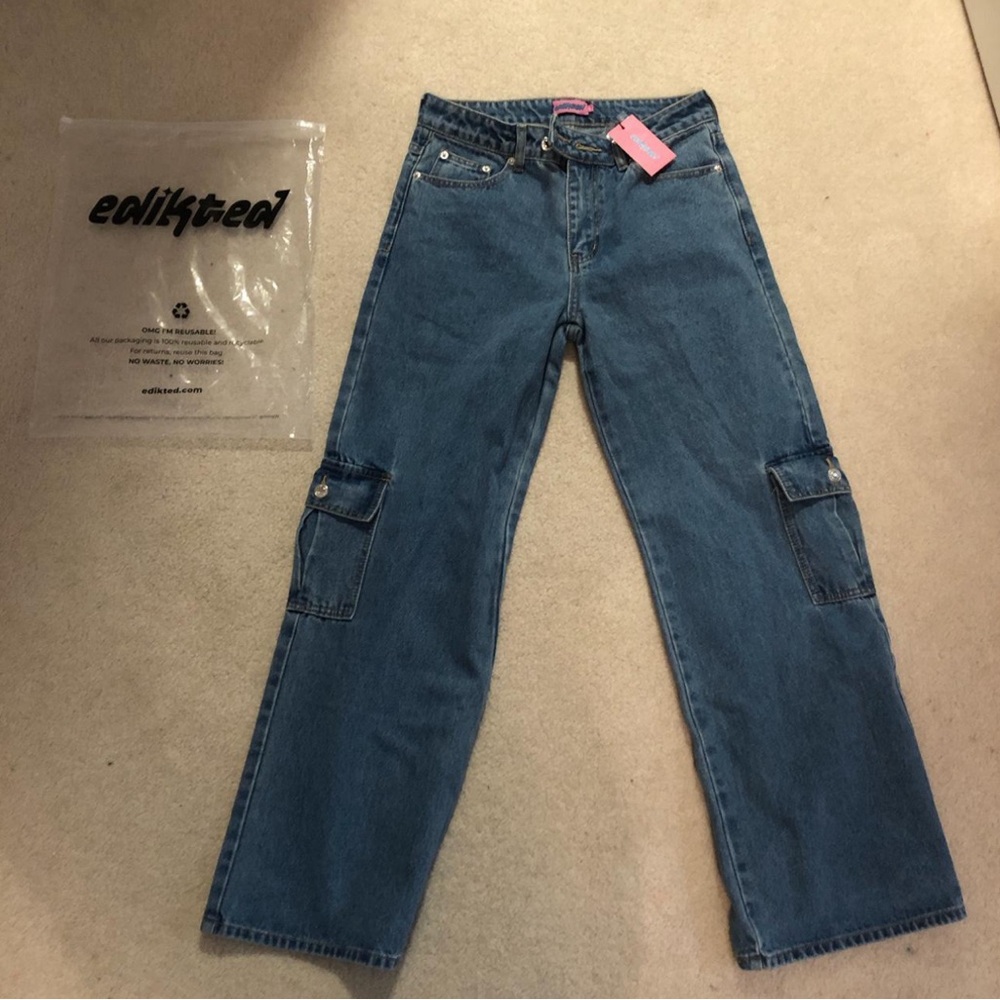 Edikted Blue Cargo Jeans